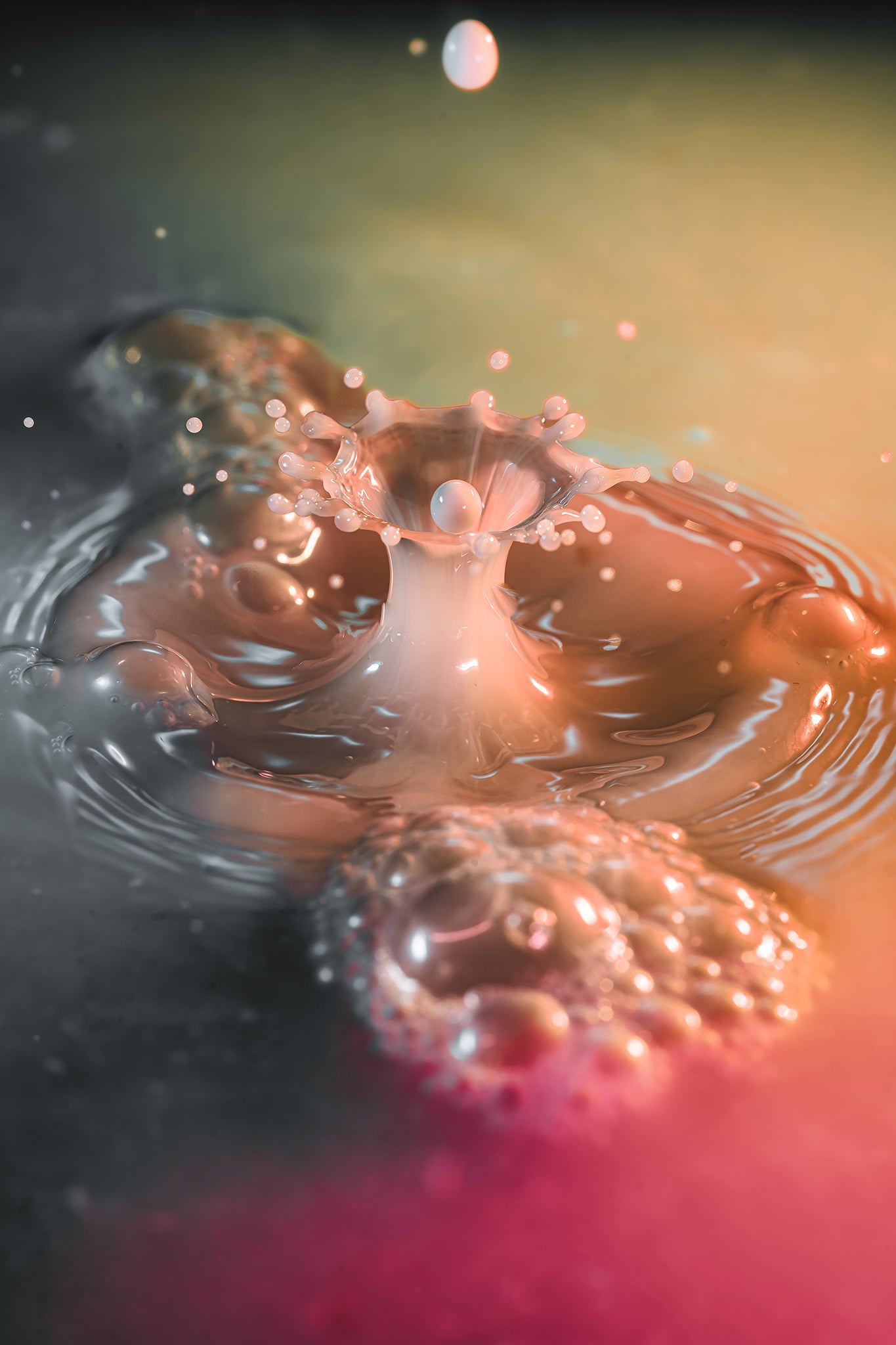 Makro Wassertropfen - Milk water glycerin color