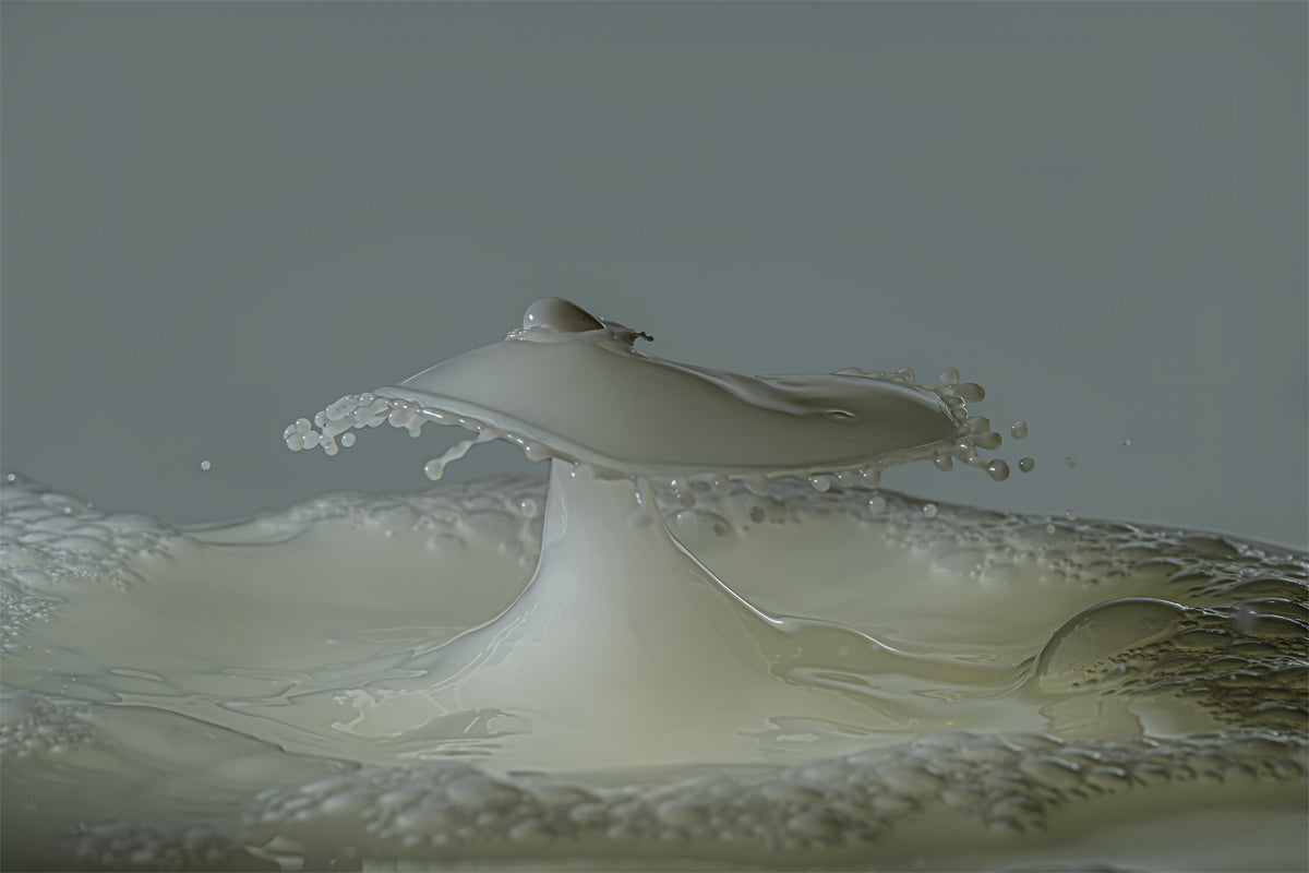 Makro Wassertropfen - potpourri mit Milch, Alkohol und Glyzerin