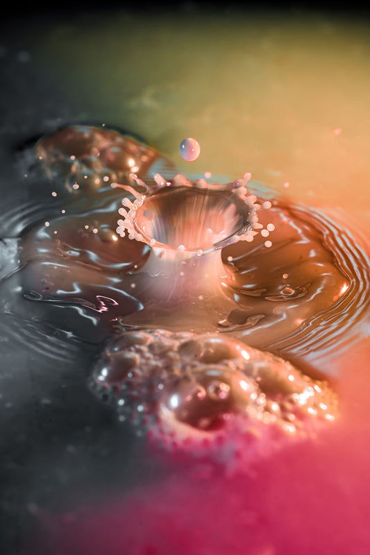 Makro Wassertropfen - Potpourri aus Kaffee Obers, Ethylalkohol und Glycerol